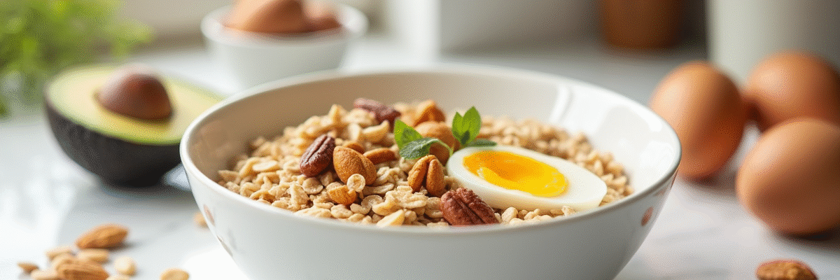 Bol de flocons d'avoine avec ingrédients keto
