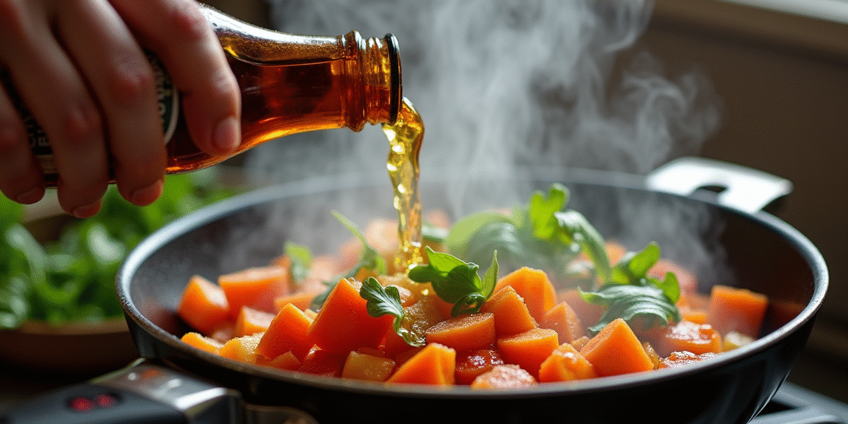 Chef versant de la bière belge dans une poêle chaude