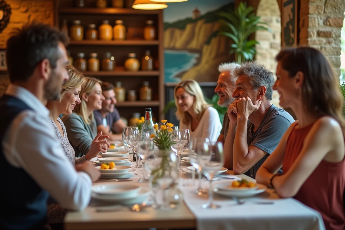 Groupe de clients dégustant des plats dans Mille