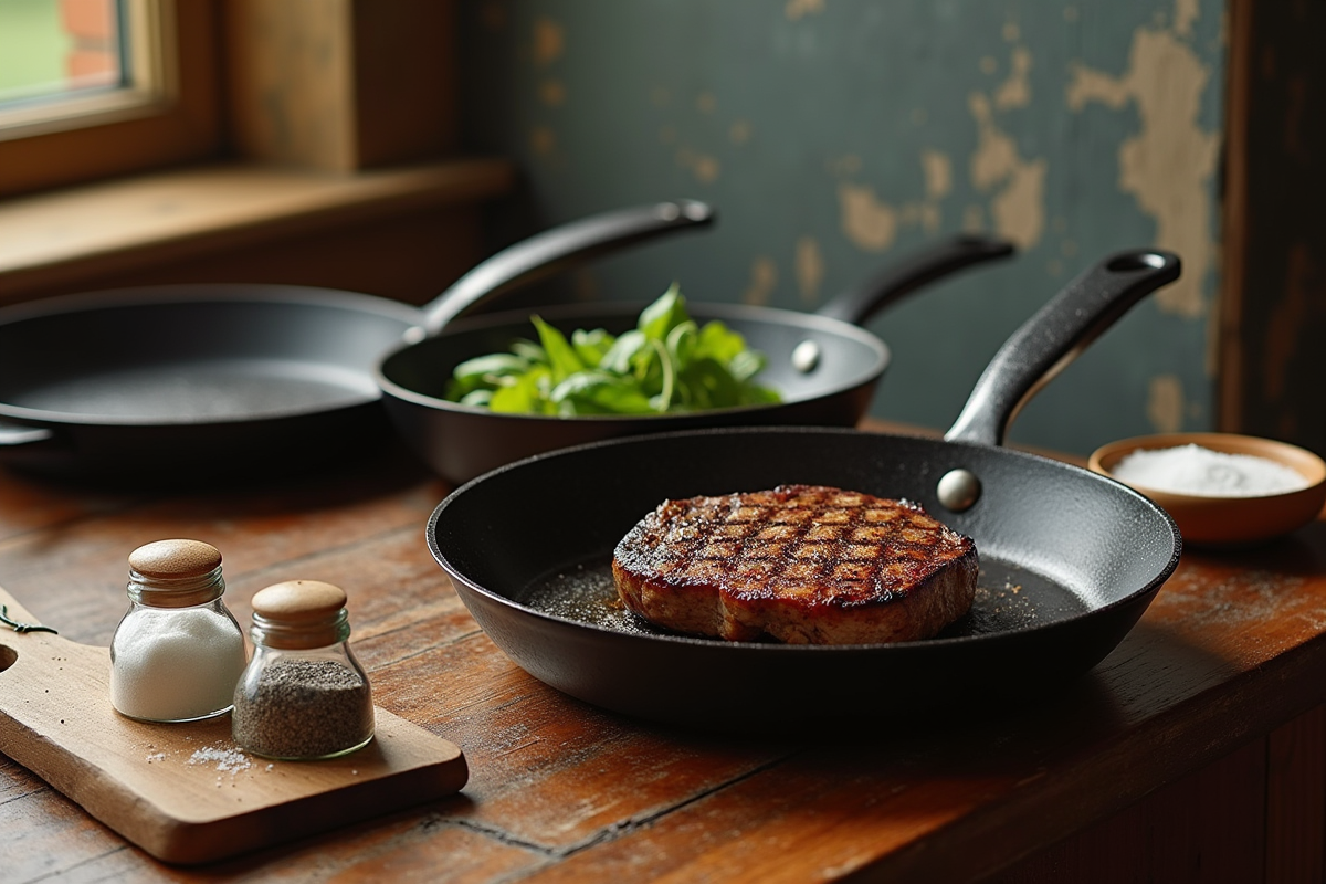 poêle steak