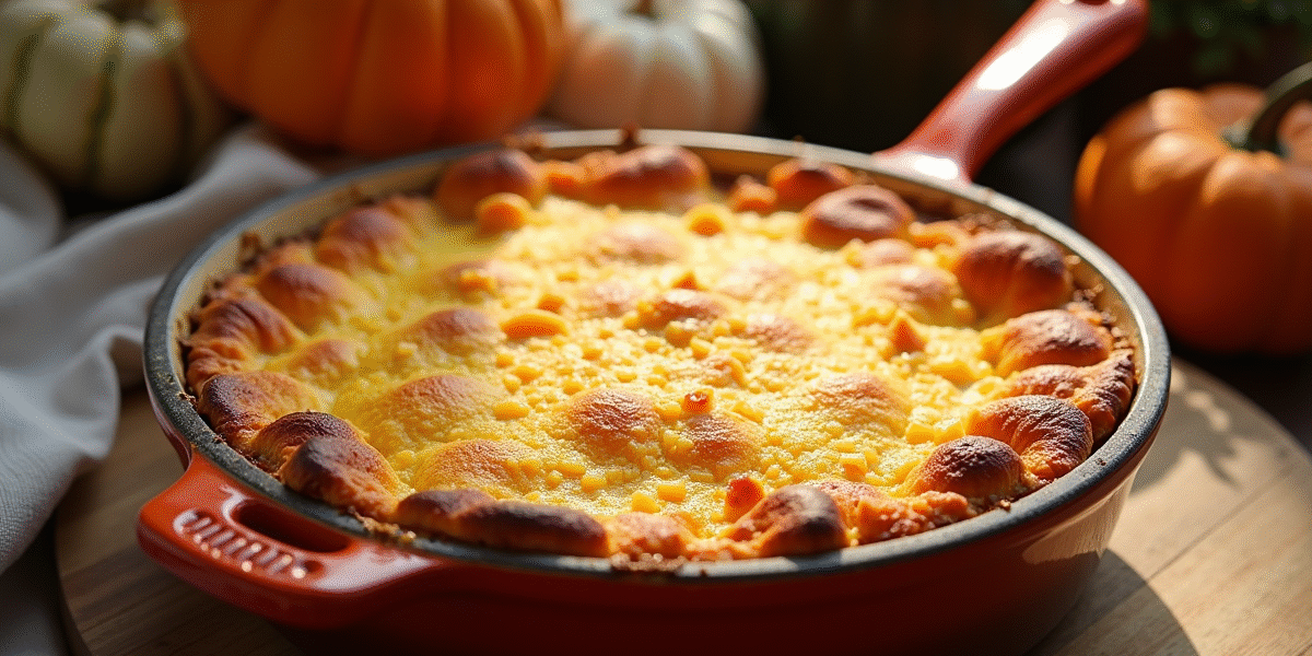 Gratin de potiron rustique en plat en céramique doré