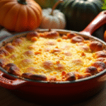 Gratin de potiron rustique en plat en céramique doré