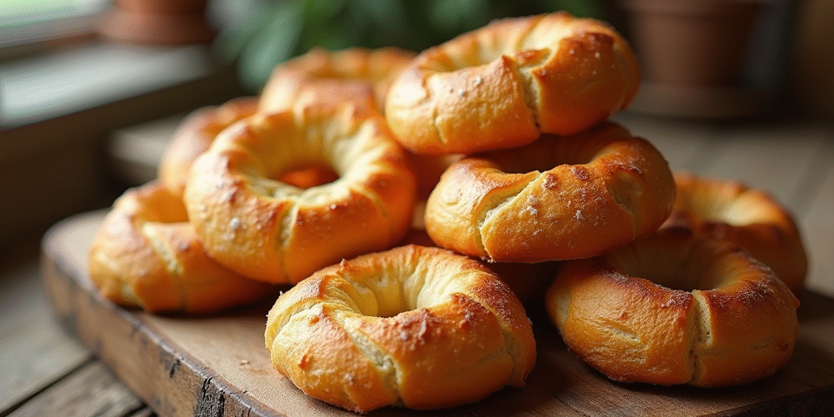 Gâteaux bretons frais empiles sur une planche en bois