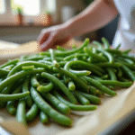 Haricots verts blanchis prêts à être congelés