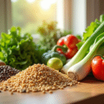 Légumes frais avec L comme laitue et lentilles