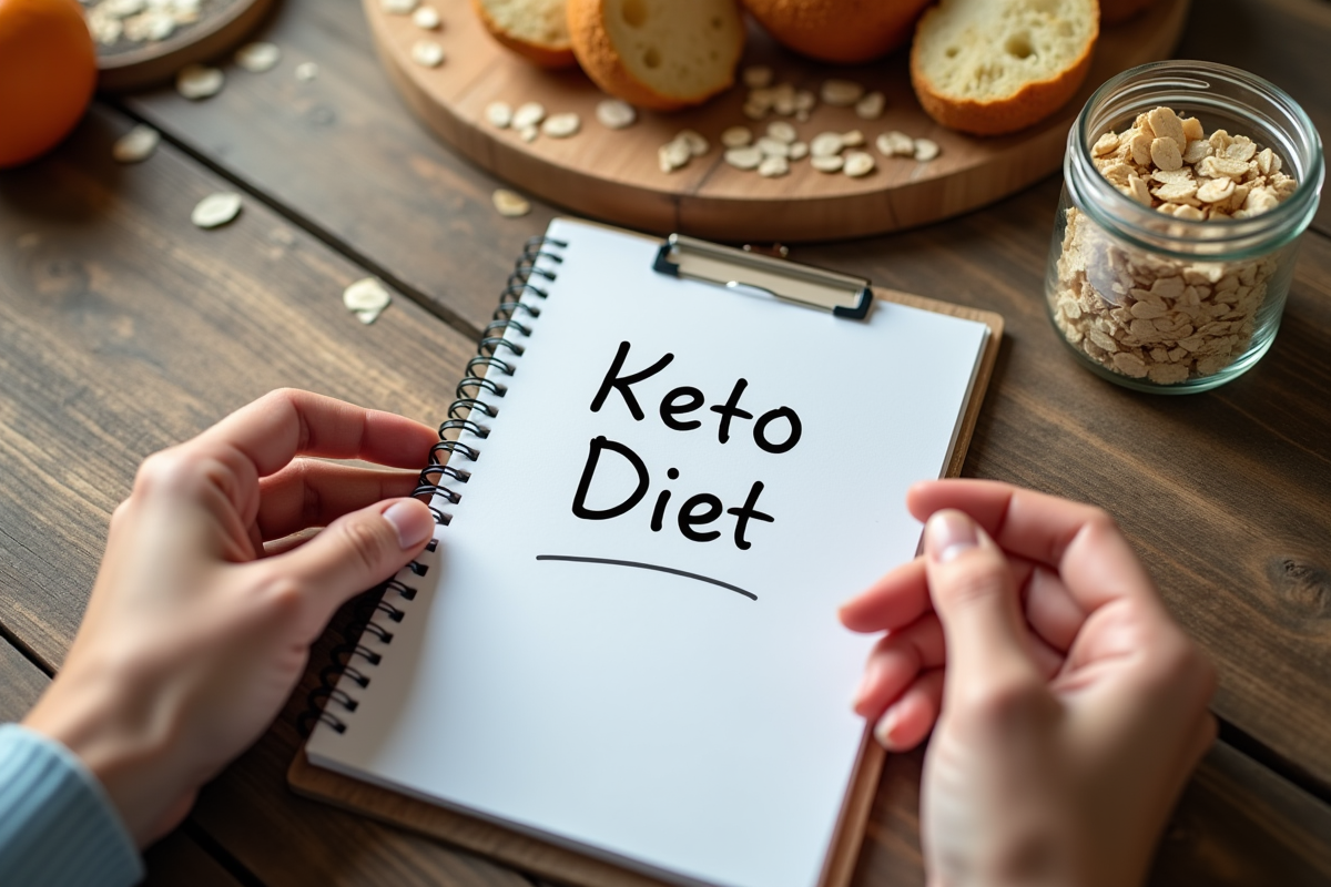 Nutritionniste tenant un carnet avec diet keto