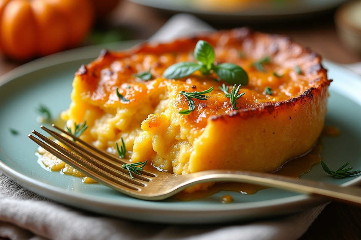 Partage de gratin de potiron en présentation élégante
