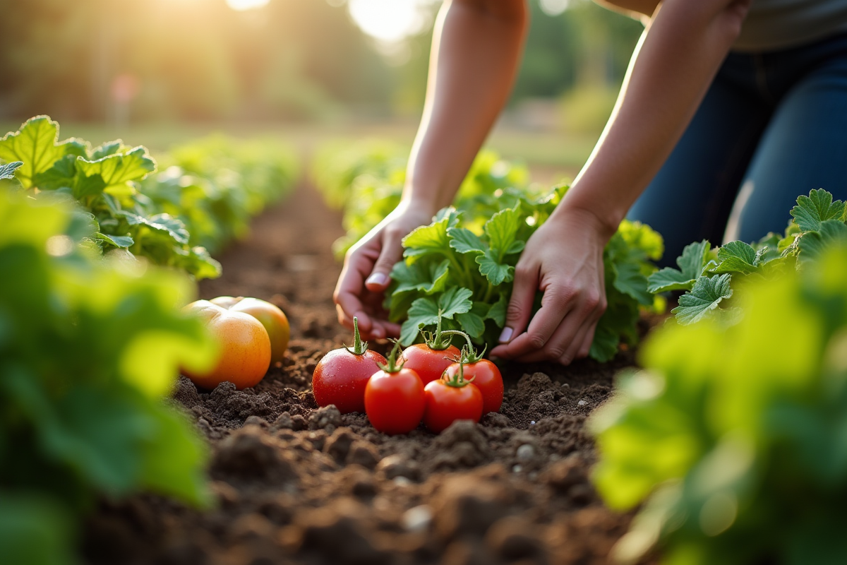 Personne prenant soin d un jardin avec de la rosée sur les feuilles