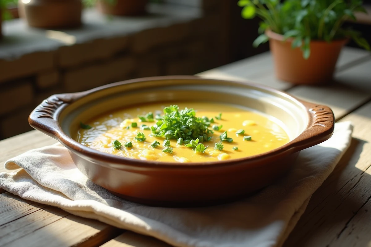 Assiette de fondue de poireaux garnie d