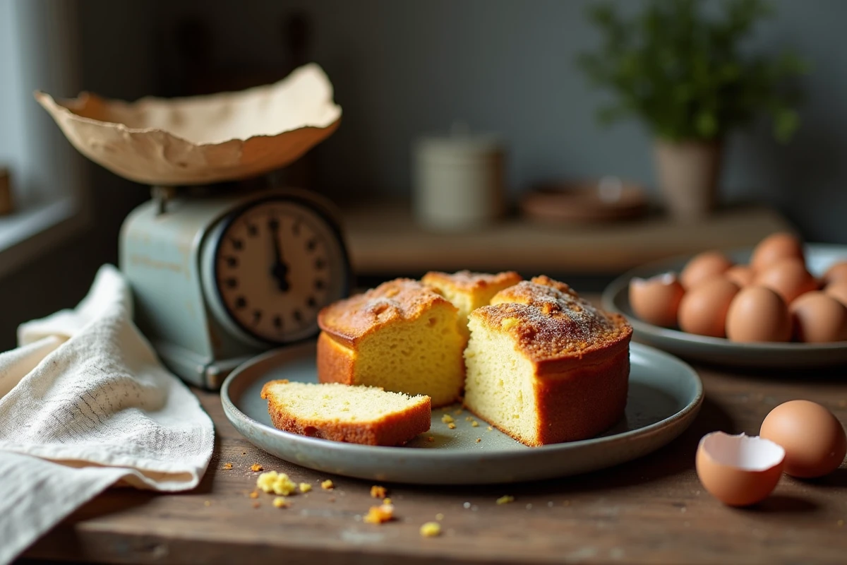 Part de quatre quart breton sur une assiette en cuisine authentique
